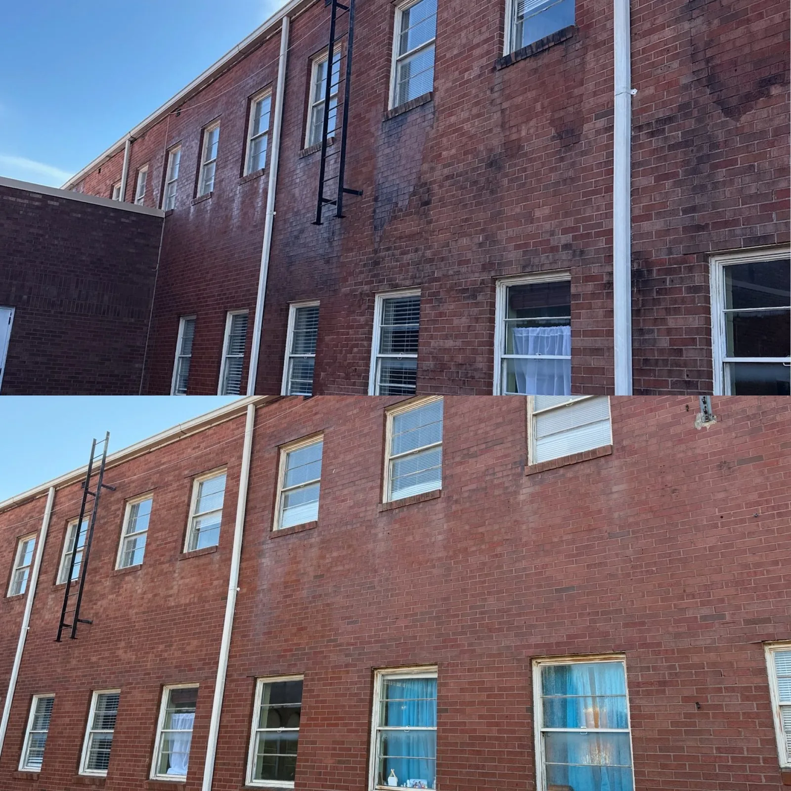 Commercial brick cleaning before and after